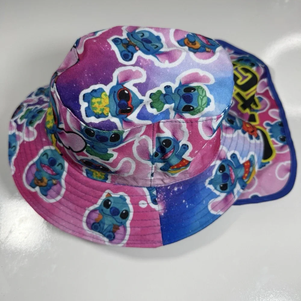 Lilo & Stitch Tie-Dye Bucket Hat Neck Flap Galaxy Print Kids Unisex Adjustable